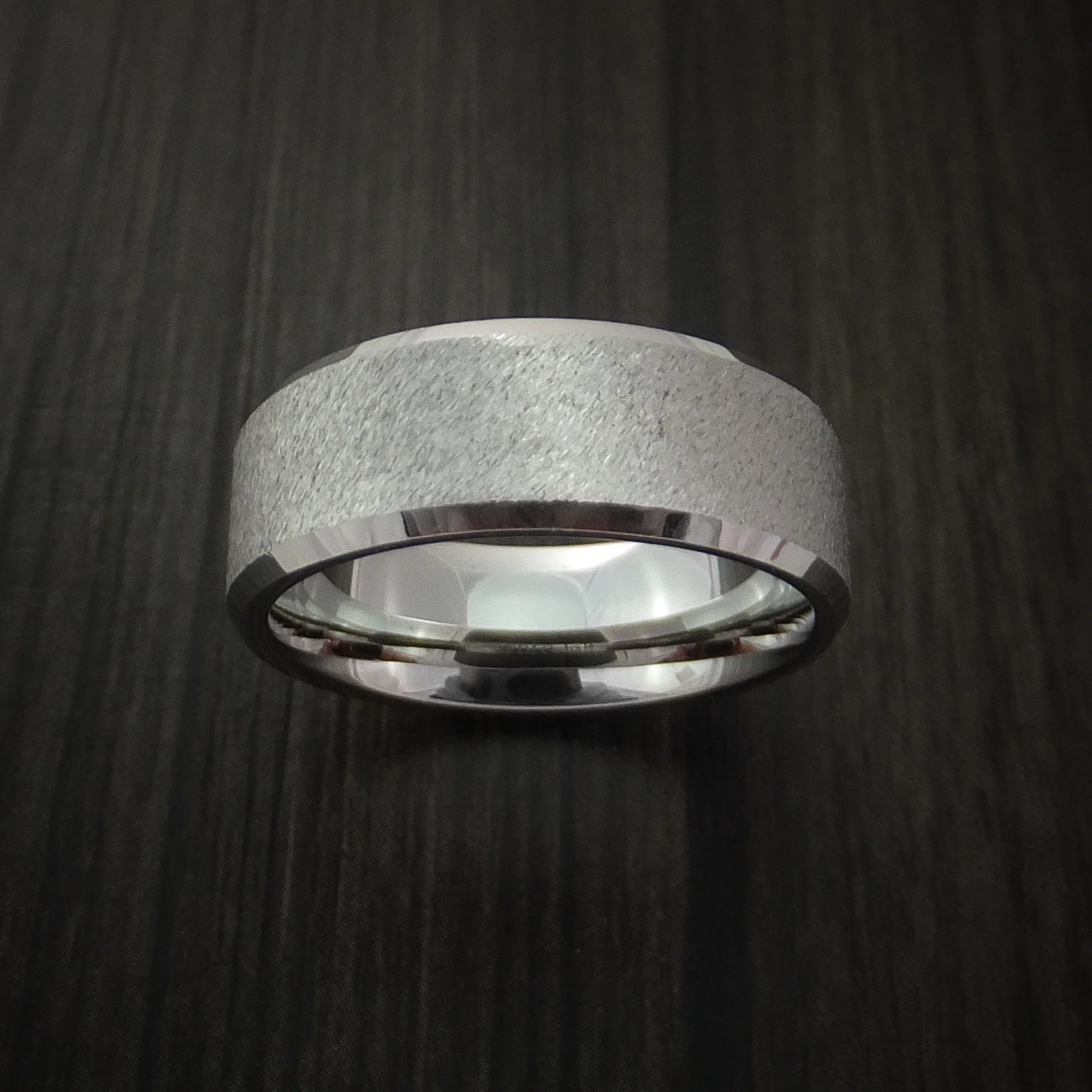 Inconel Men's Ring with Unique Angle Stone Finish Custom Made Band - Image 2