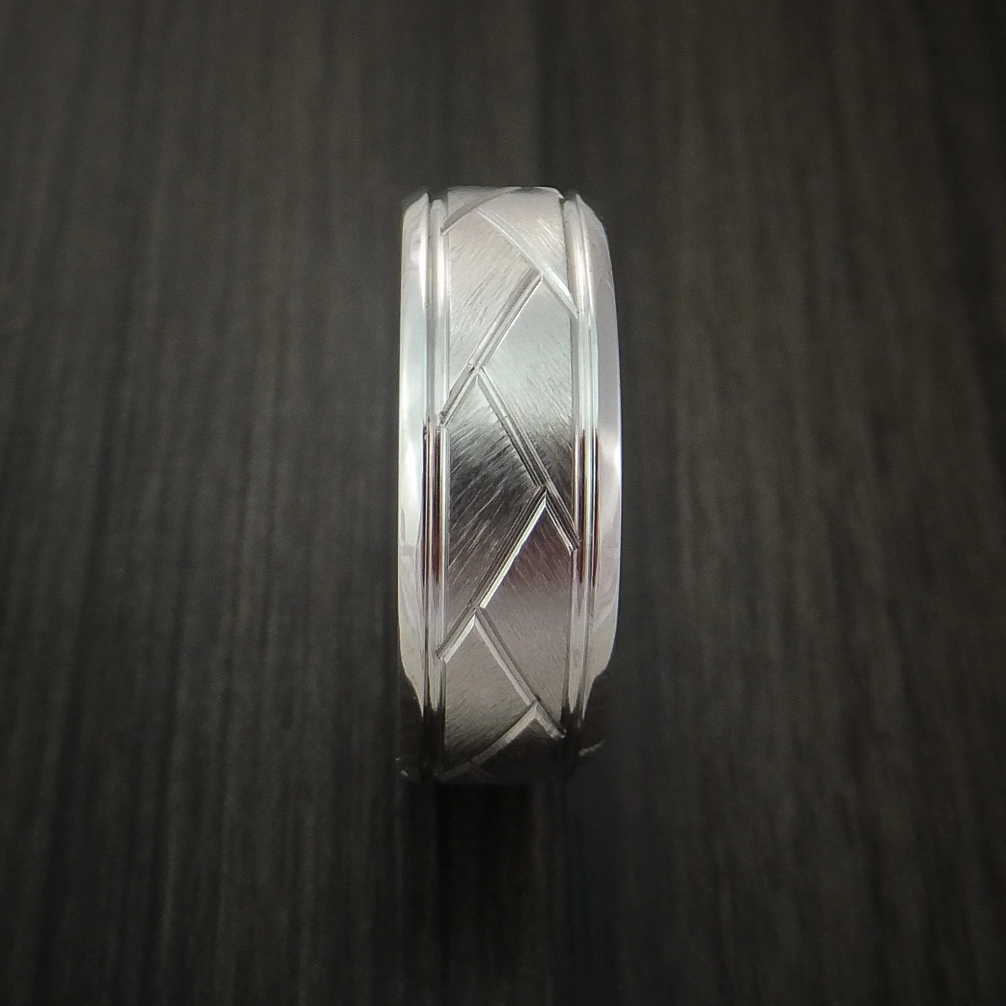 Inconel Satin and Polish Weave Men's Ring Custom Made - Image 4