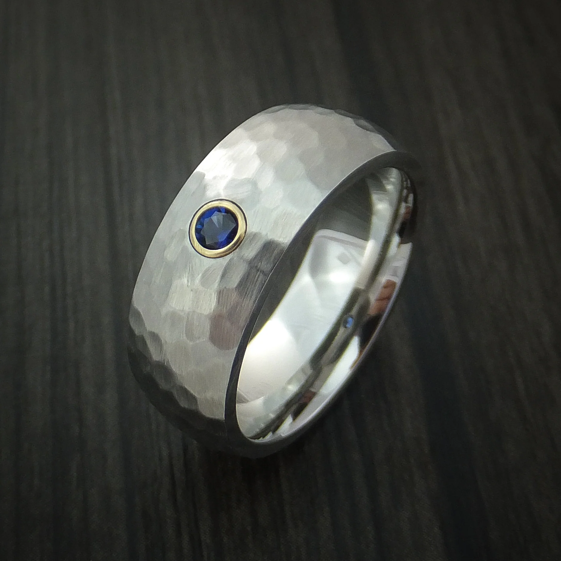 Inconel with Sapphire and 14k Yellow Gold Bezel Custom Made - Image 3