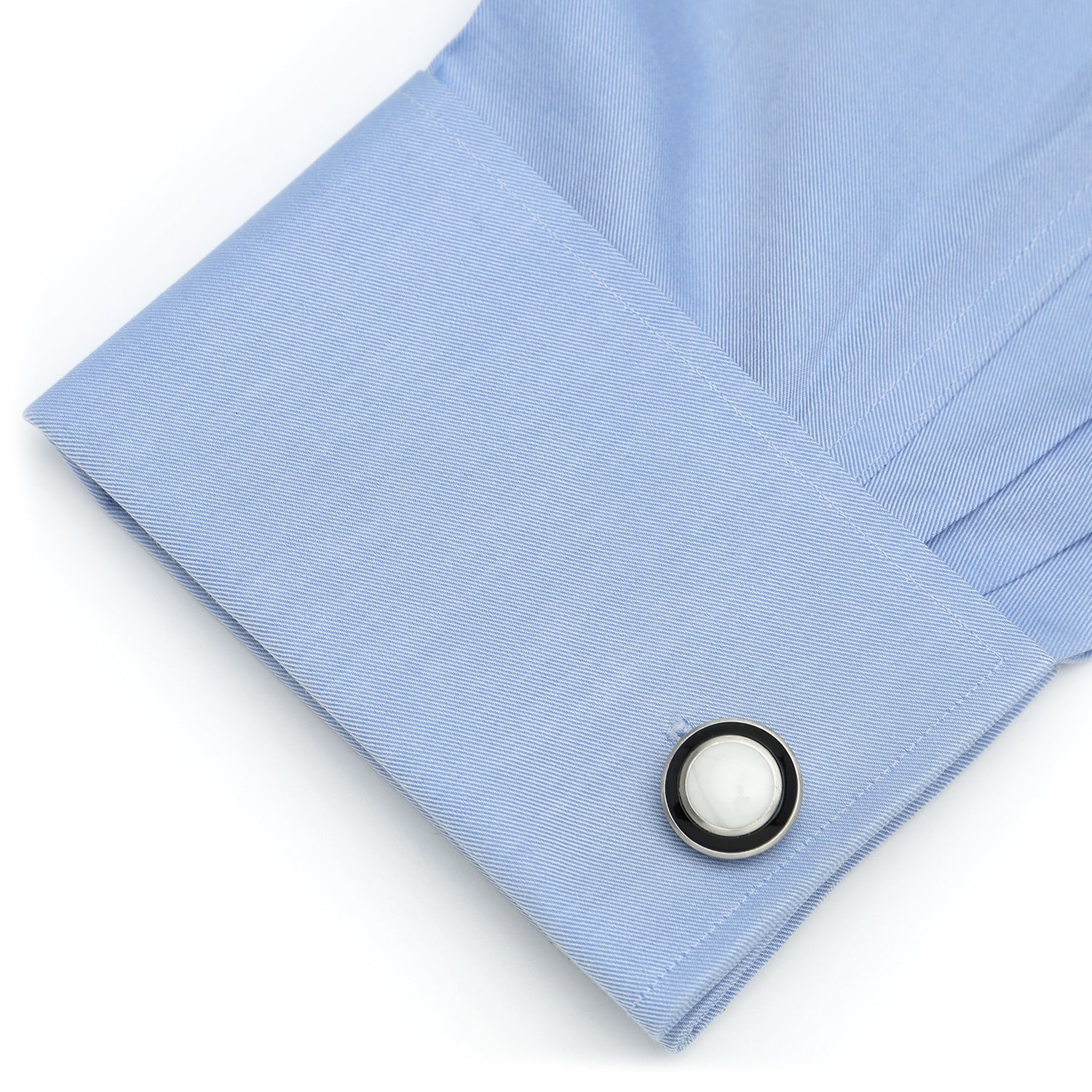 Jade with Onyx Ring Stainless Steel Cufflinks - Image 3