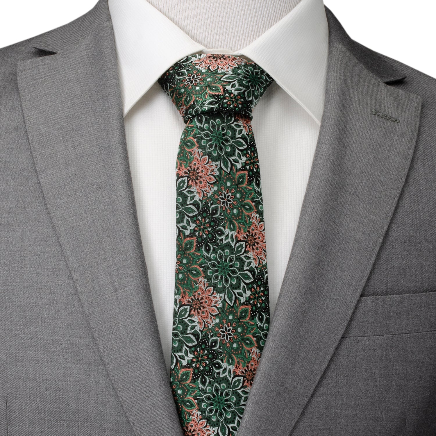 Kaleido Floral Coral Accented Men's Tie - Image 2