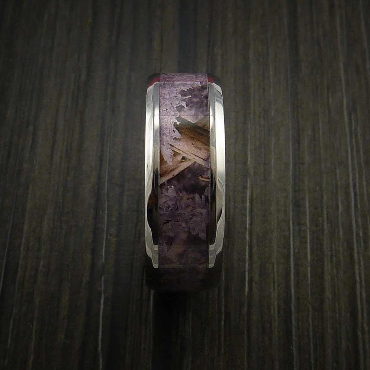 Titanium Men's Ring with Camo Inlay Custom Made Wedding Band - Image 3