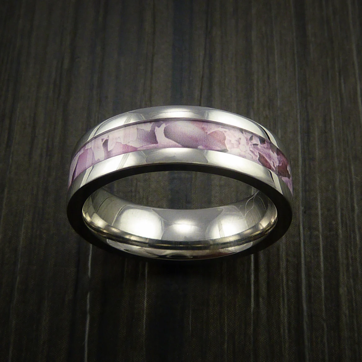 Titanium Men's Ring with Camo Inlay Custom Made Wedding Band - Image 3
