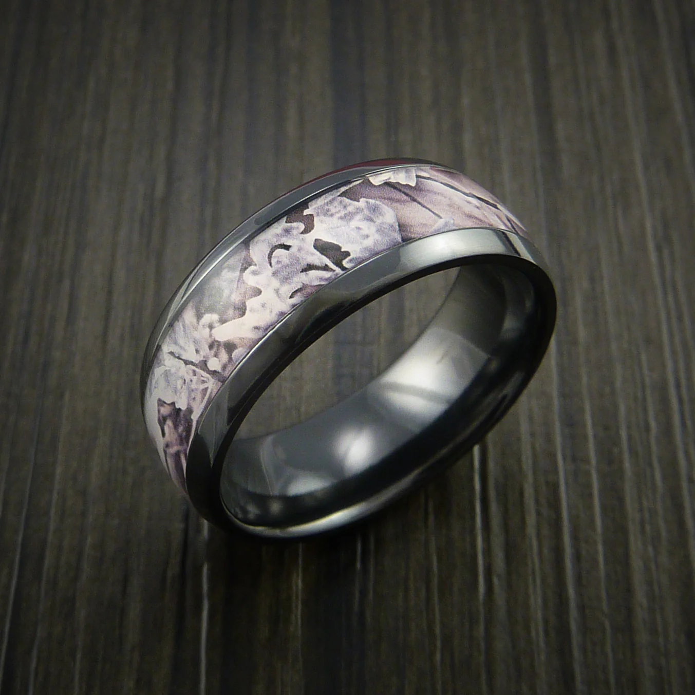 Black Zirconium Men's Ring with Camo Inlay Custom Made Wedding Band - Image 4
