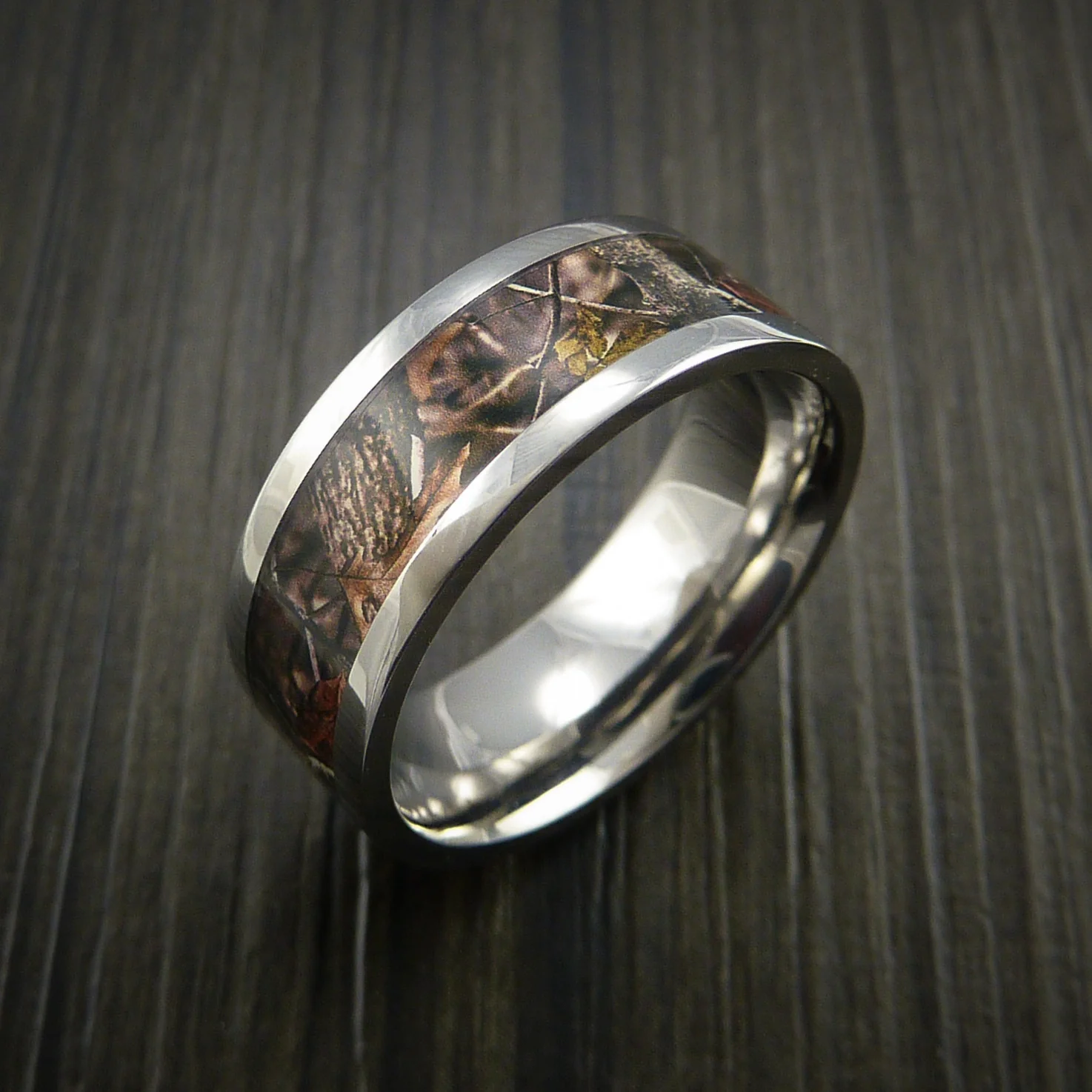 Titanium Men's Ring with Camo Inlay Custom Made Wedding Band - Image 3