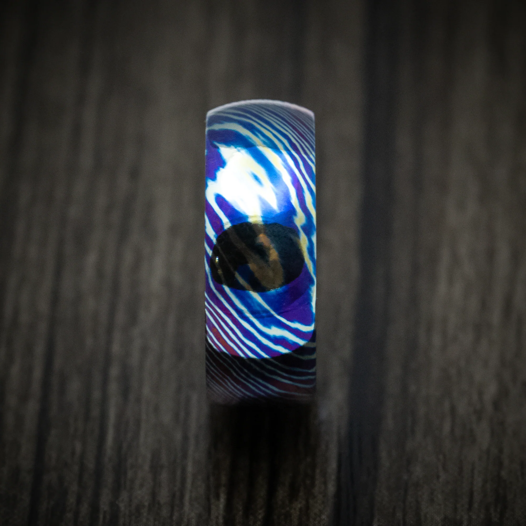 Kuro-Ti Heat-Treated Titanium Damascus Men's Ring Custom Made Band - Image 3