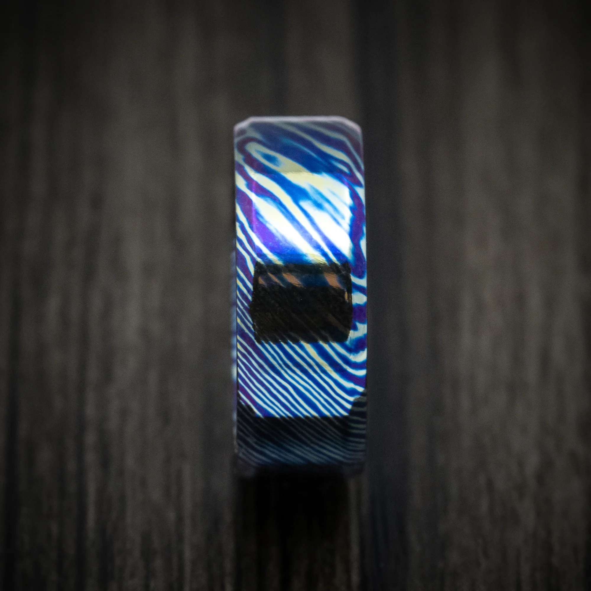 Kuro-Ti Heat-Treated Titanium Damascus Men's Ring Custom Made Band - Image 3