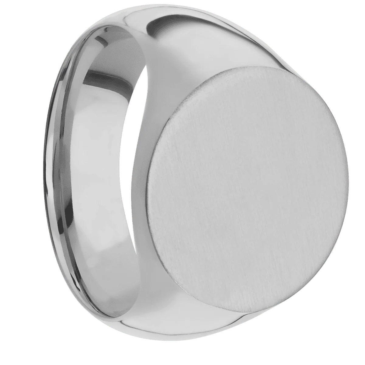 Large Circle signet ring (18mm) in Titanium, with a Wide style band.