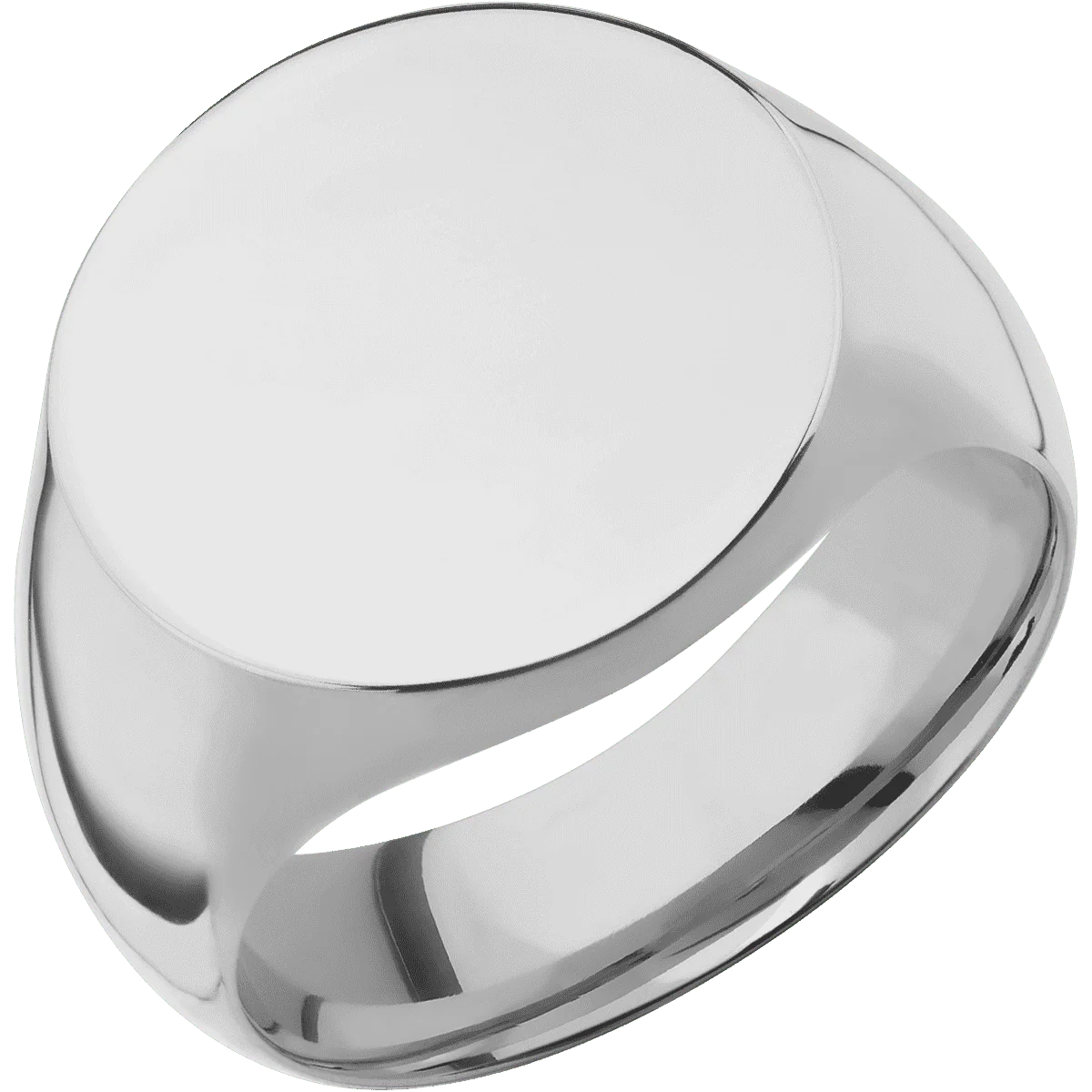 Large Circle signet ring (18mm) in Titanium, with a Wide style band. - Image 2