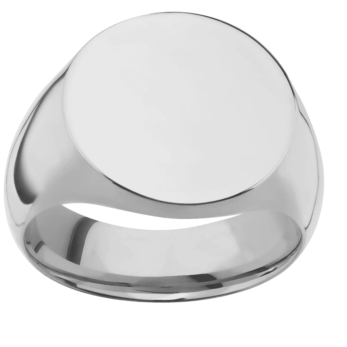 Large Circle signet ring (18mm) in Titanium, with a Wide style band. - Image 3