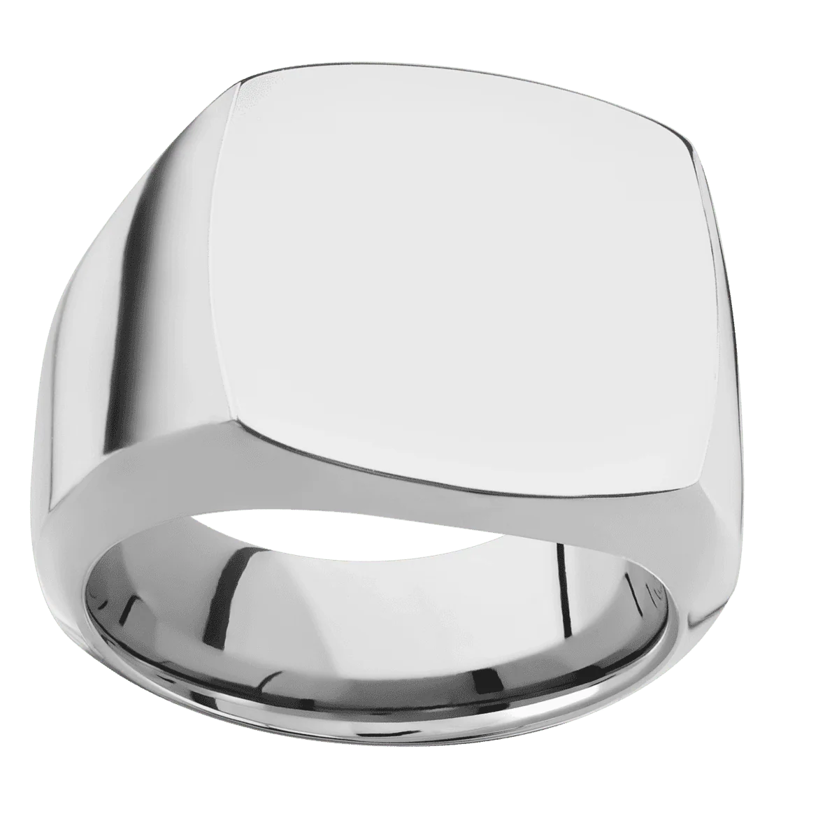 Large Cushion signet ring (18x18mm) in Titanium, with a Wide style band. - Image 3