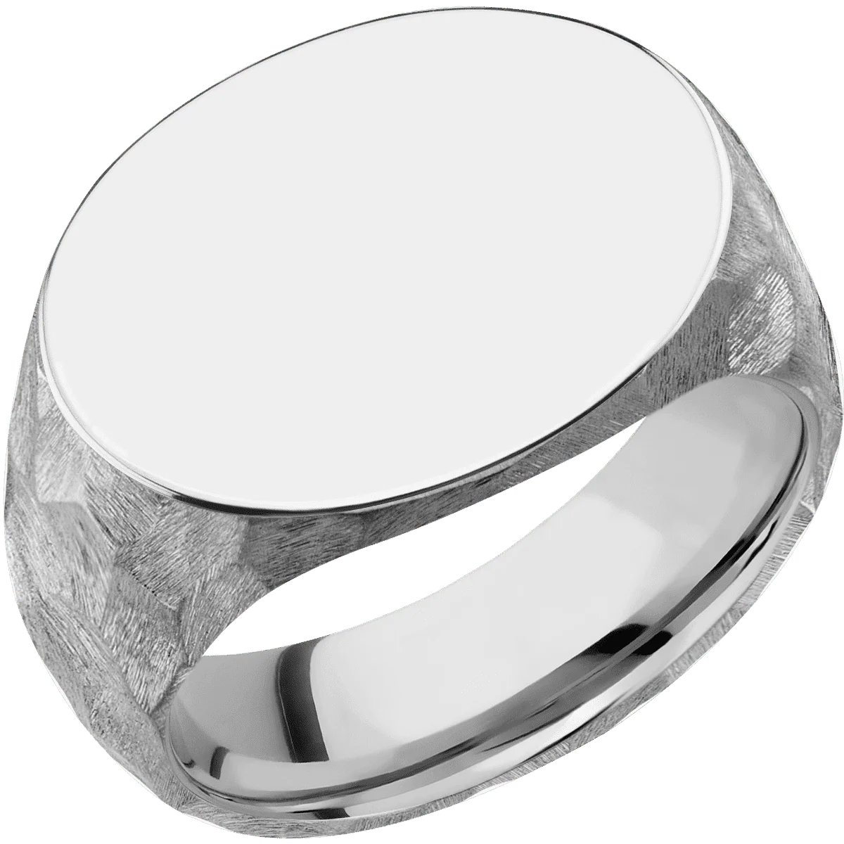 Large Horizontal Oval signet ring (20x16mm) in Palladium Silver, with a Wide style band. - Image 2