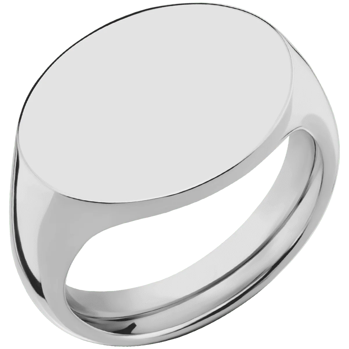 Large Horizontal Oval signet ring (20x16mm) in Titanium, with a Thin style band. - Image 2