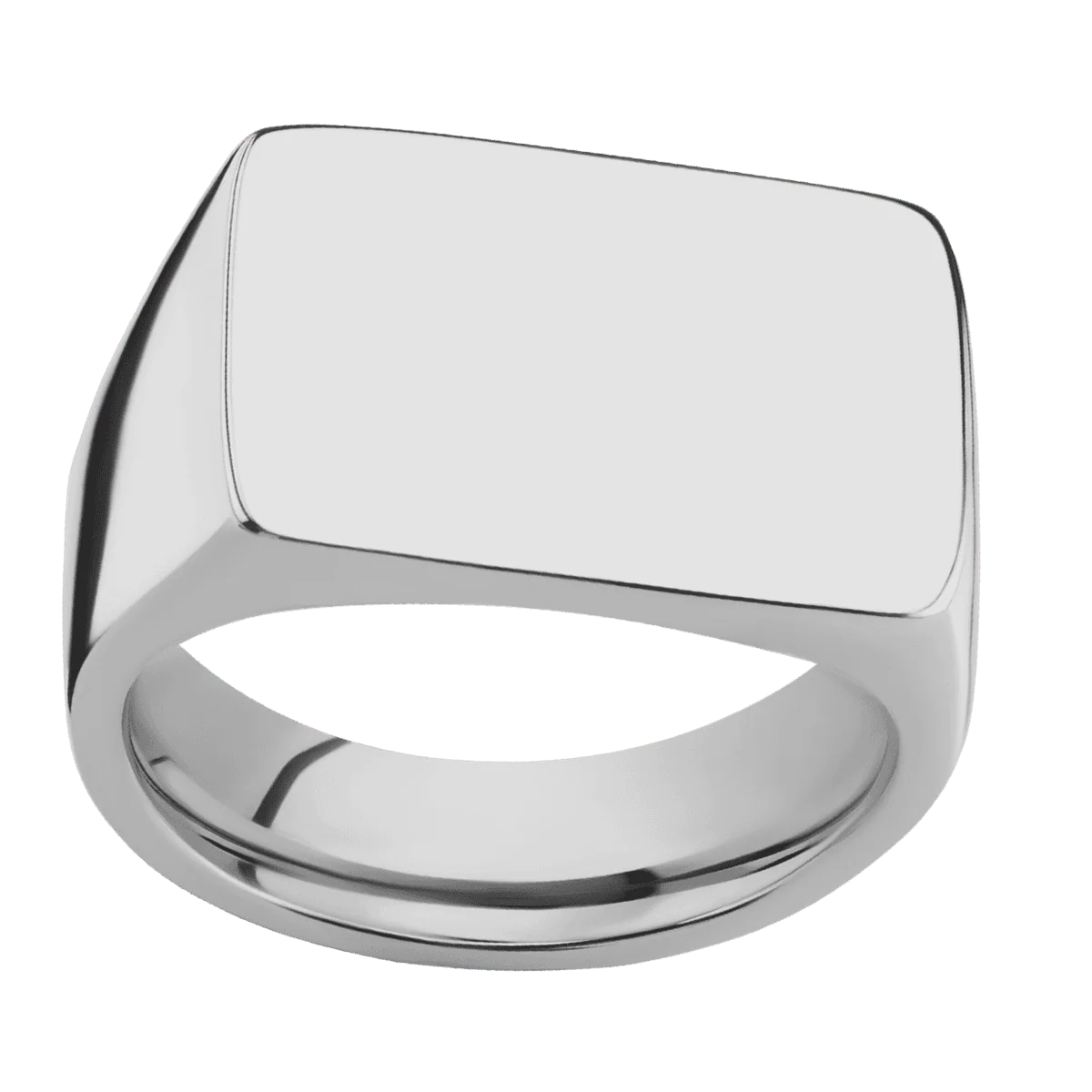 Large Horizontal Rectangle signet ring (20x14.5mm) in Titanium, with a Wide style band. - Image 3