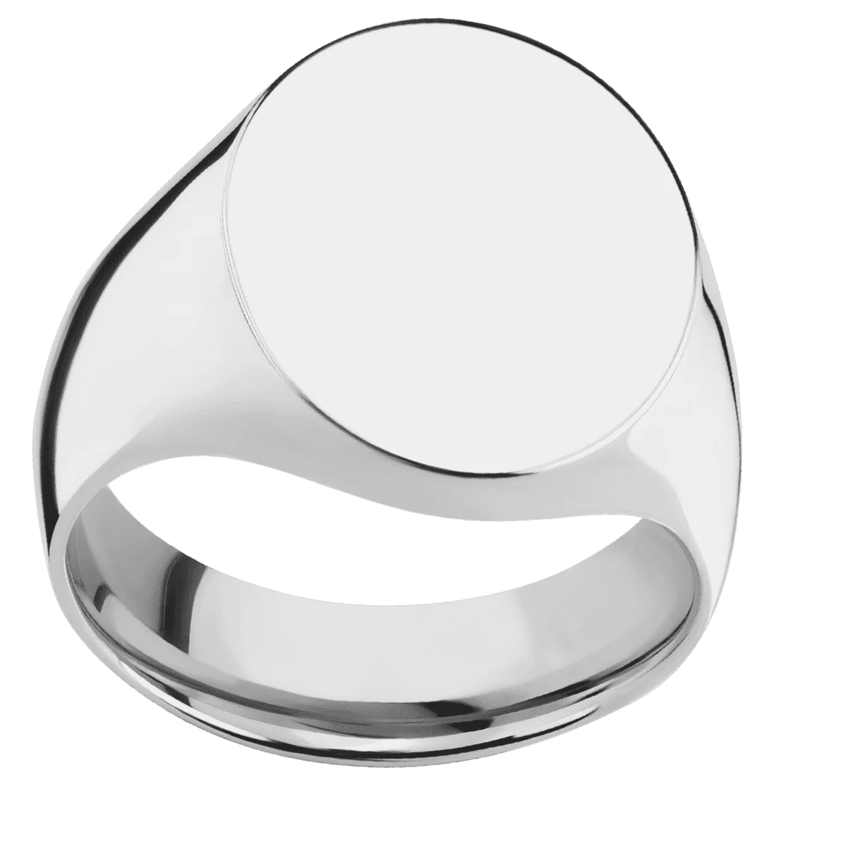 Large Oval signet ring (20x16mm) in Palladium Silver, with a Wide style band. - Image 3