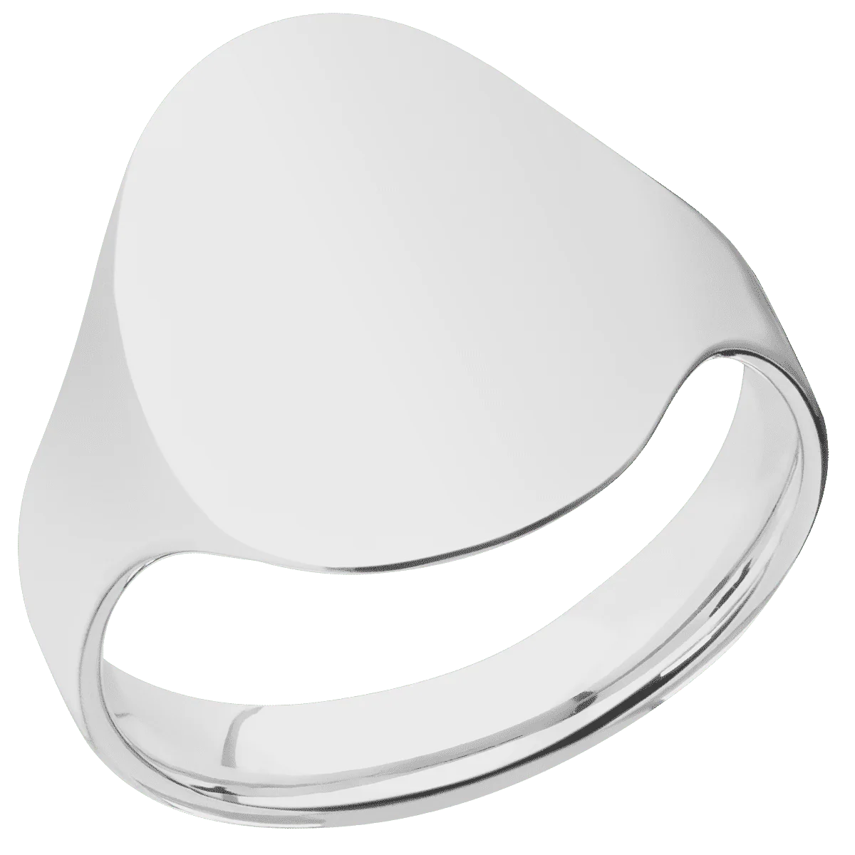 Large Oval signet ring (20x16mm) in Platinum, with a Cigar style band. - Image 2
