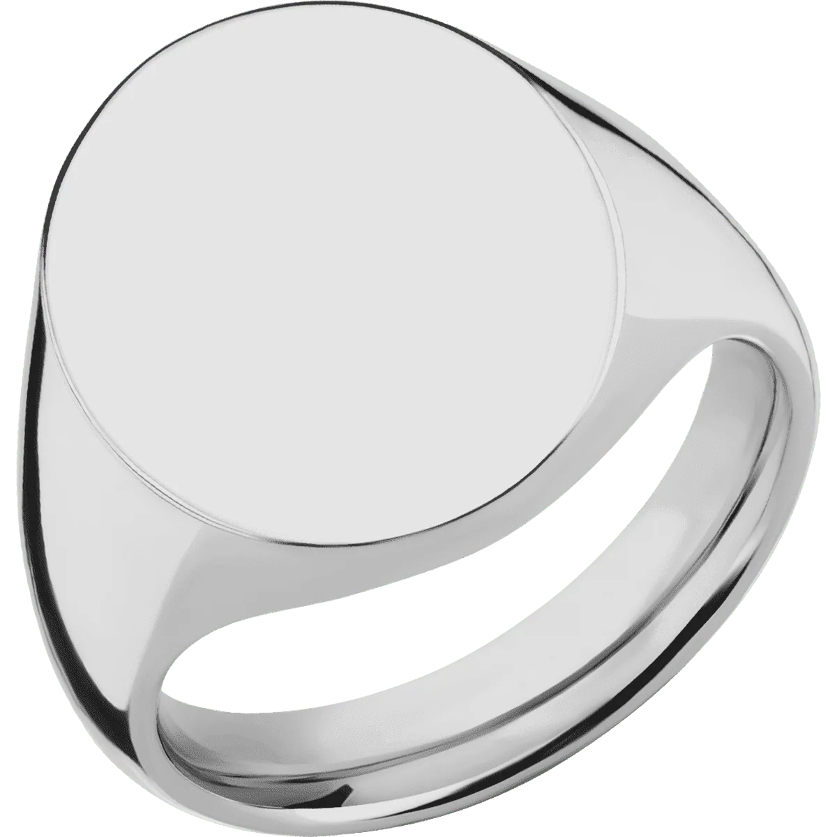 Large Oval signet ring (20x16mm) in Titanium, with a Thin style band. - Image 2