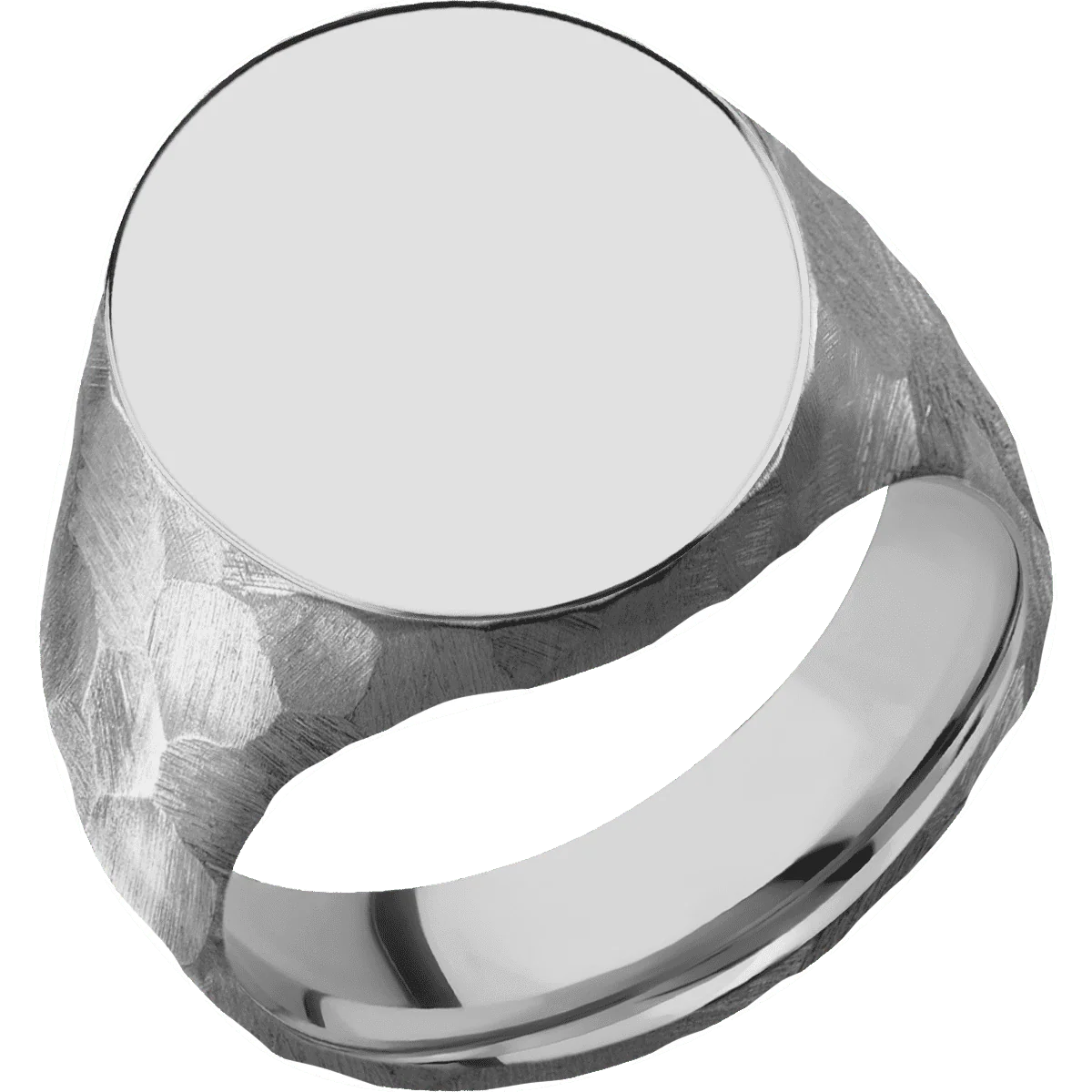 Large Oval signet ring (20x16mm) in Titanium, with a Wide style band. - Image 2