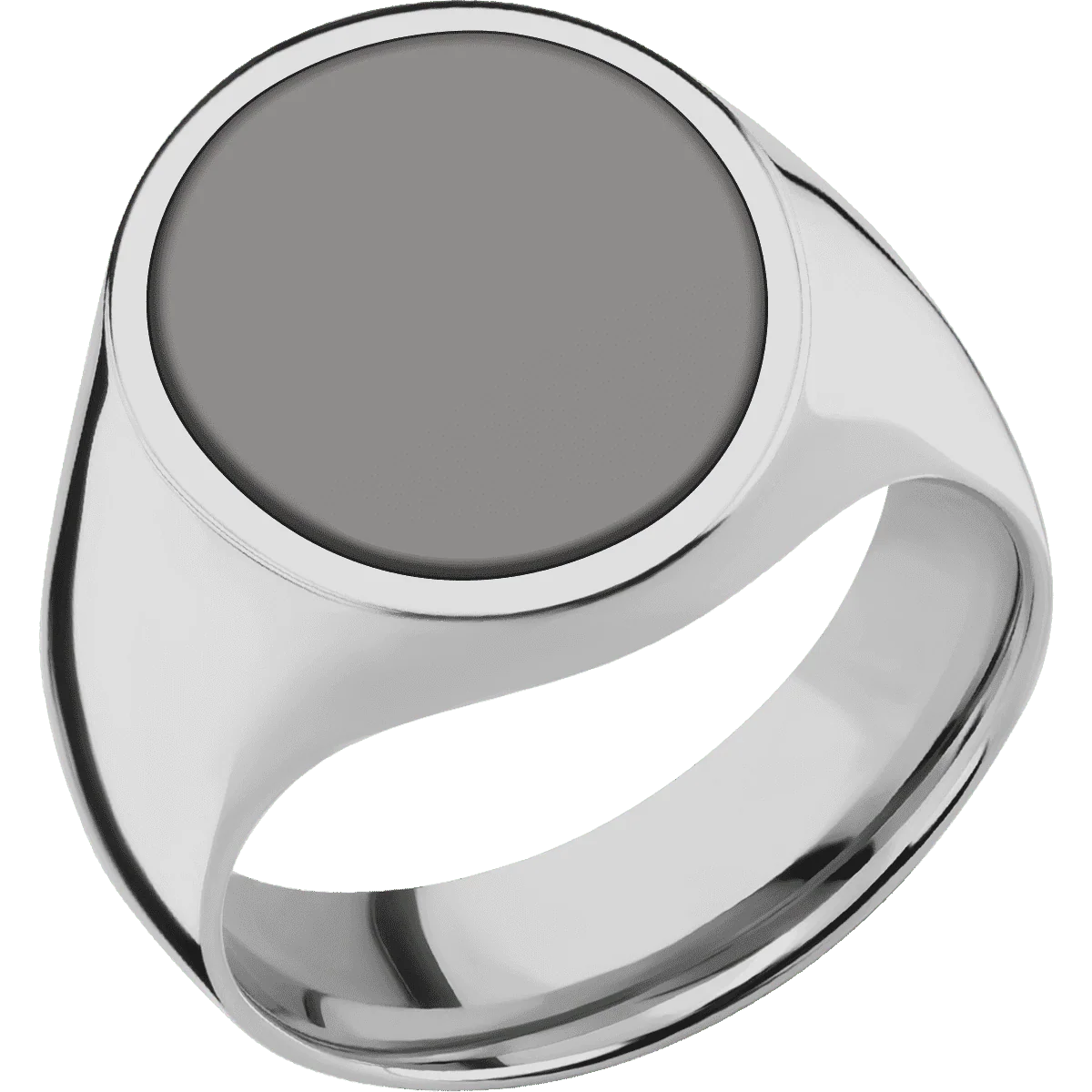Large Oval signet ring (20x16mm) in Titanium, with a Wide style band, a Tantalum Noir inlay. - Image 2