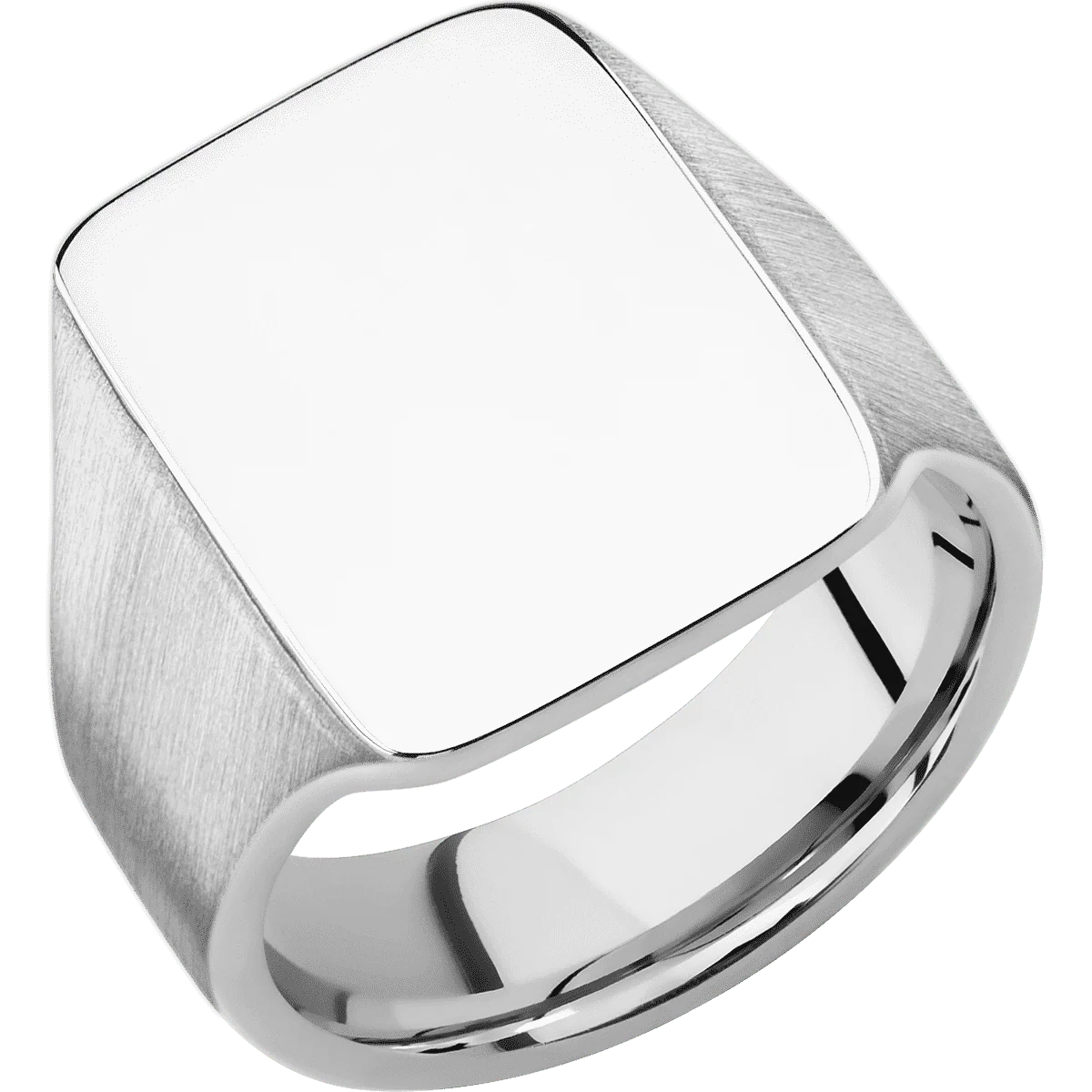 Large Rectangle signet ring (20x14.5mm) in 10K White Gold, with a Wide style band. - Image 2
