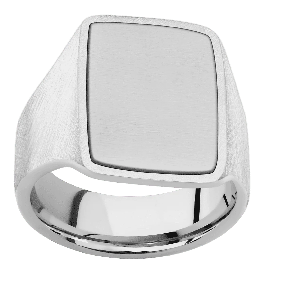 Large Rectangle signet ring (20x14.5mm) in Palladium Silver, with a Wide style band, a Platinum inlay. - Image 3