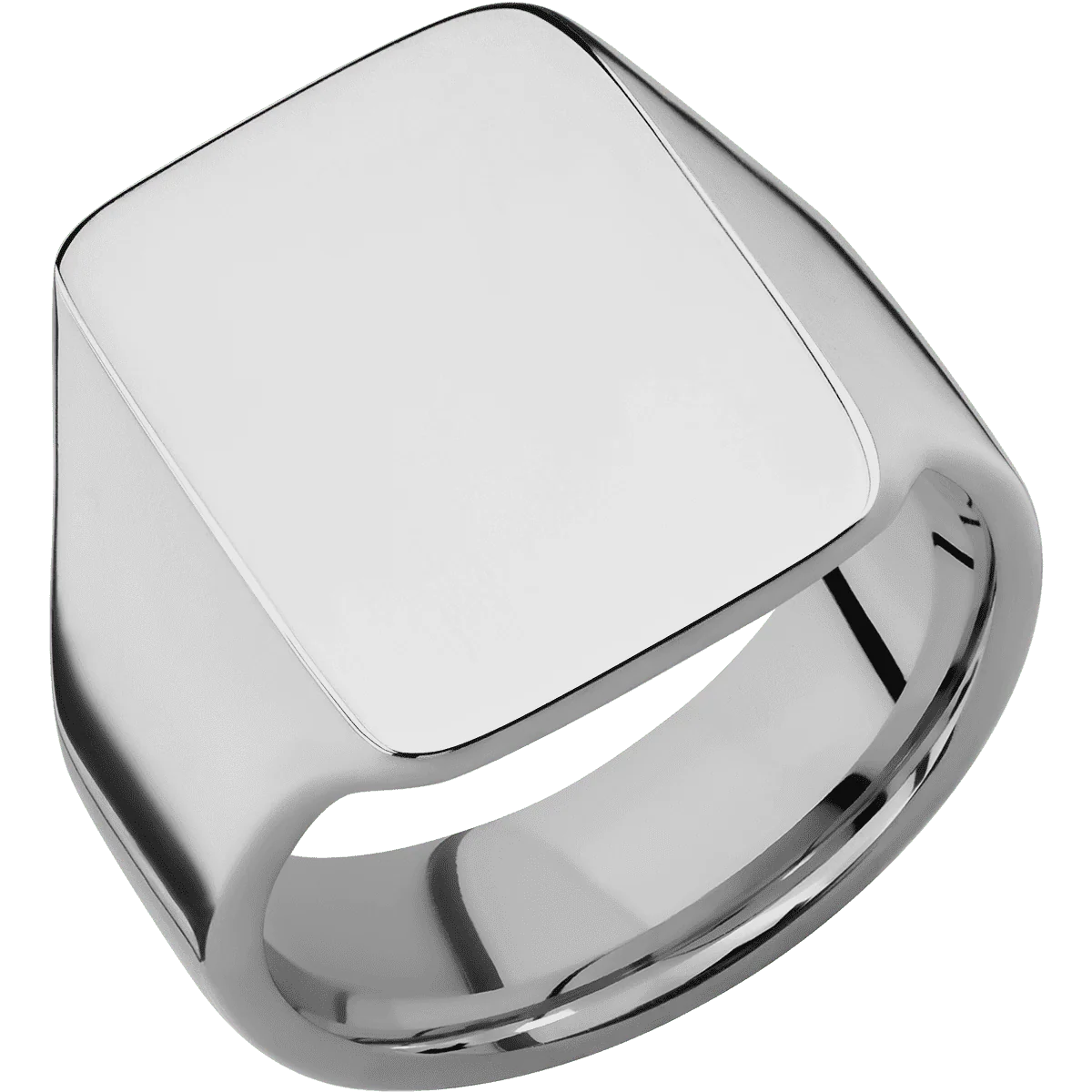 Large Rectangle signet ring (20x14.5mm) in Titanium, with a Wide style band. - Image 2