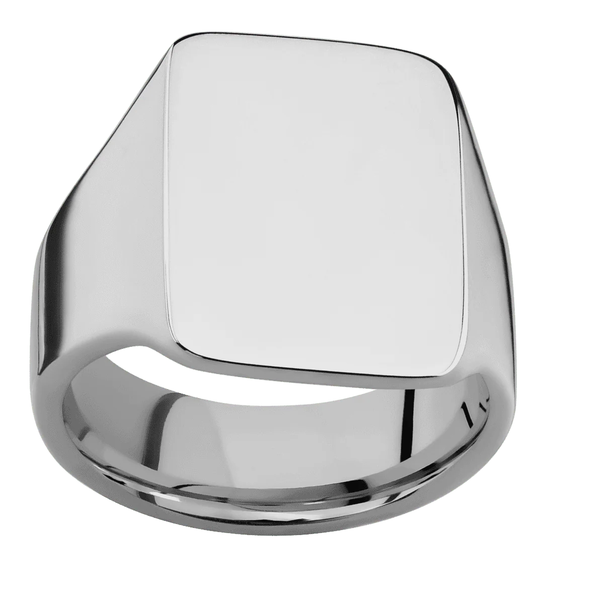Large Rectangle signet ring (20x14.5mm) in Titanium, with a Wide style band. - Image 3