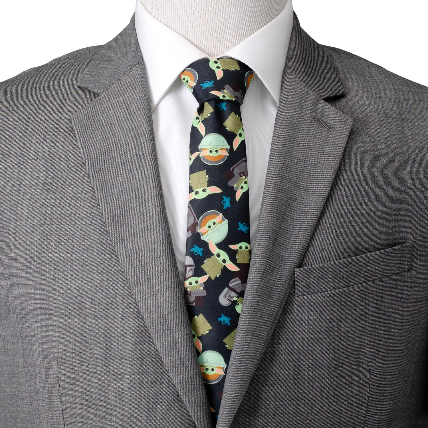 Mando Grogu Navy Men's Tie - Image 2