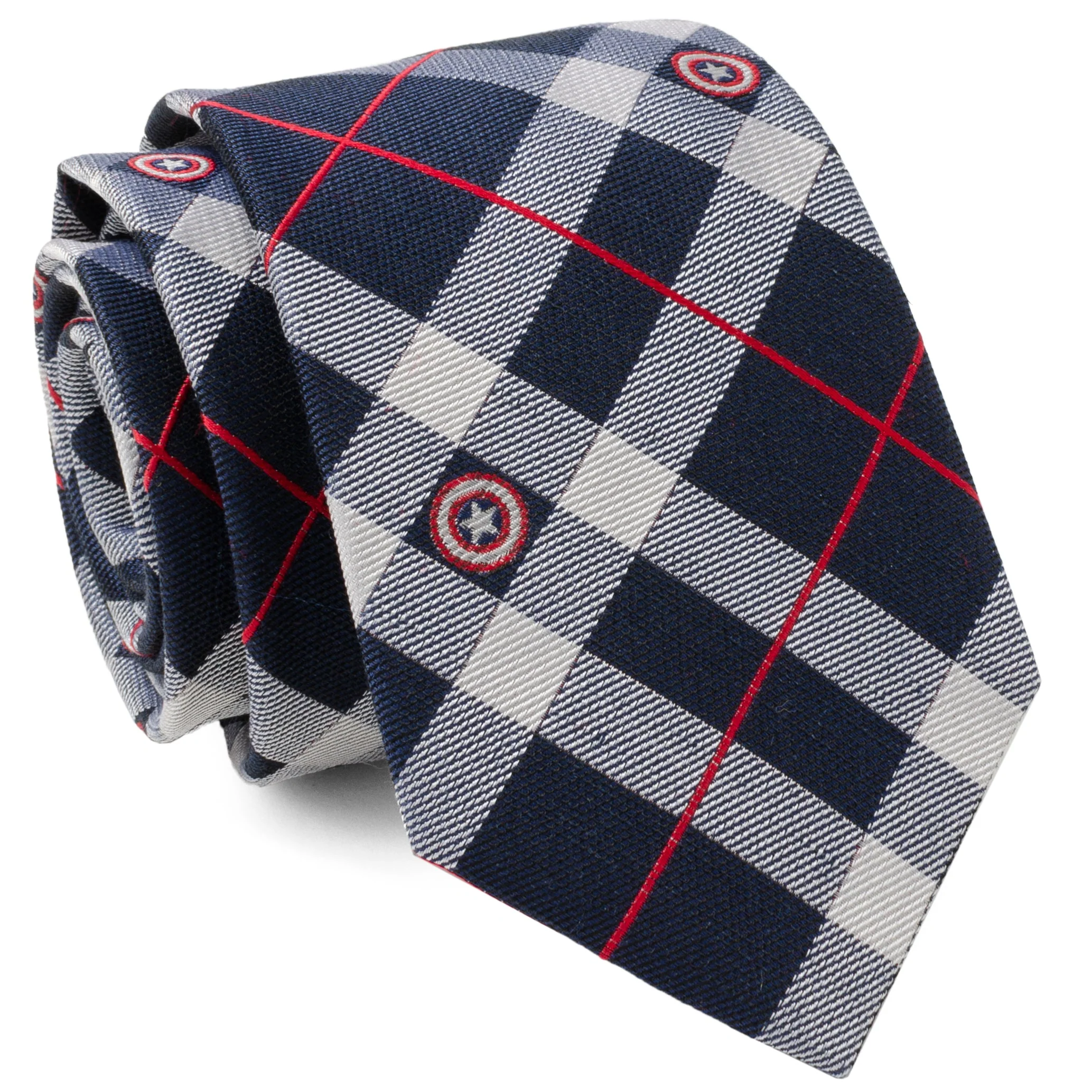 Marvel Captain America Blue Plaid Tie - Image 6