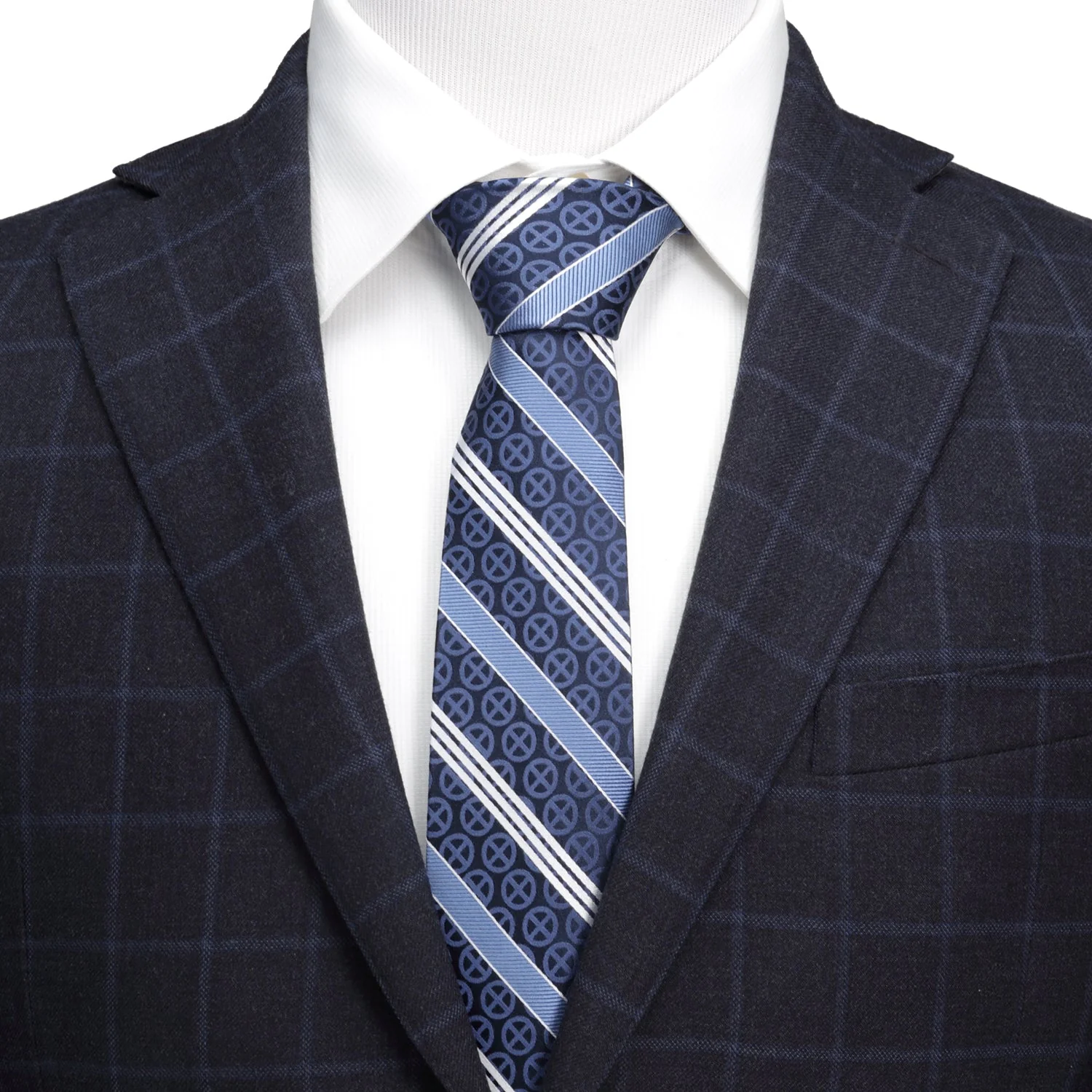 Marvel X-Men Symbol Navy Stripe Men's Tie - Image 2