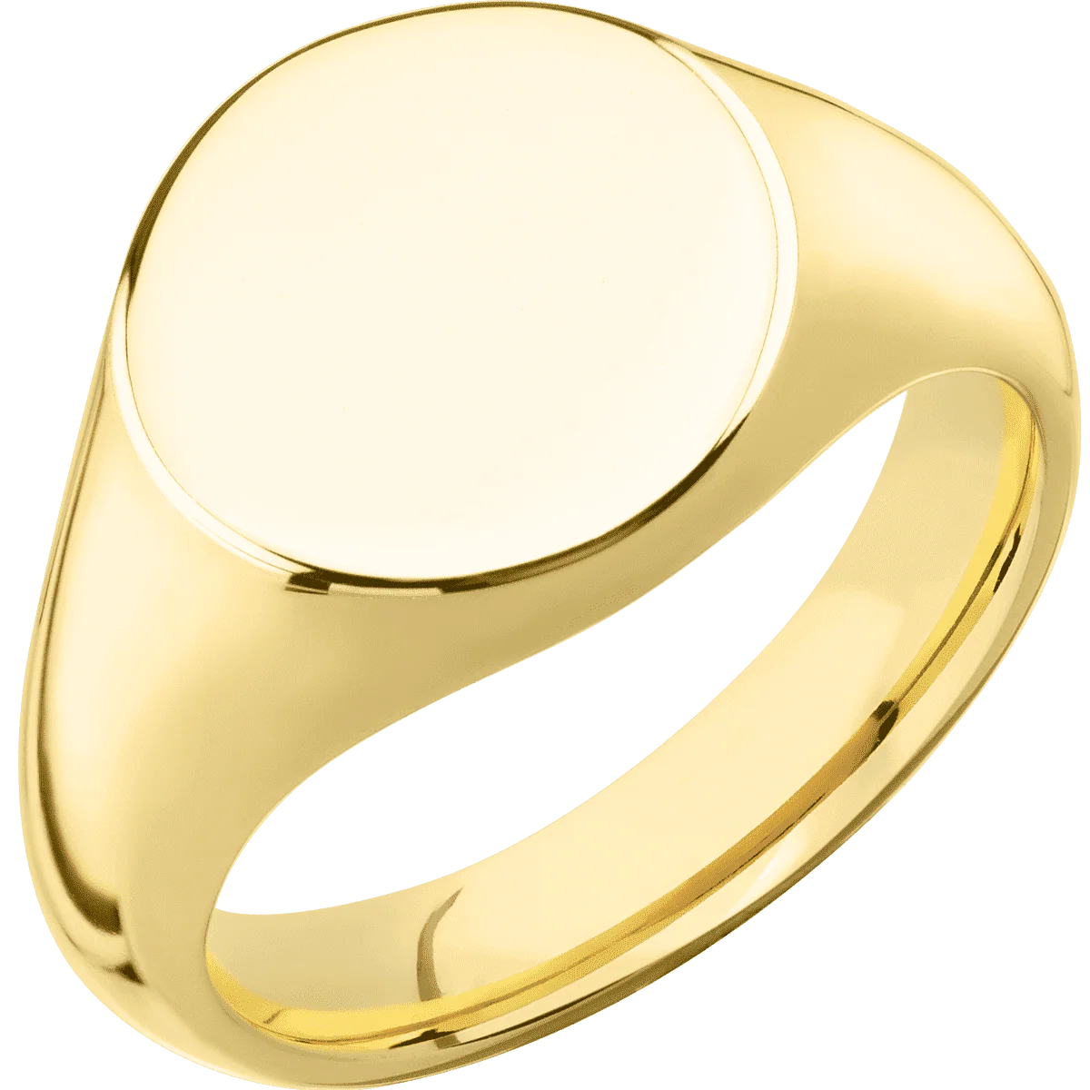 Medium Circle signet ring (14mm) in 10K Yellow Gold, with a Wide style band. - Image 2