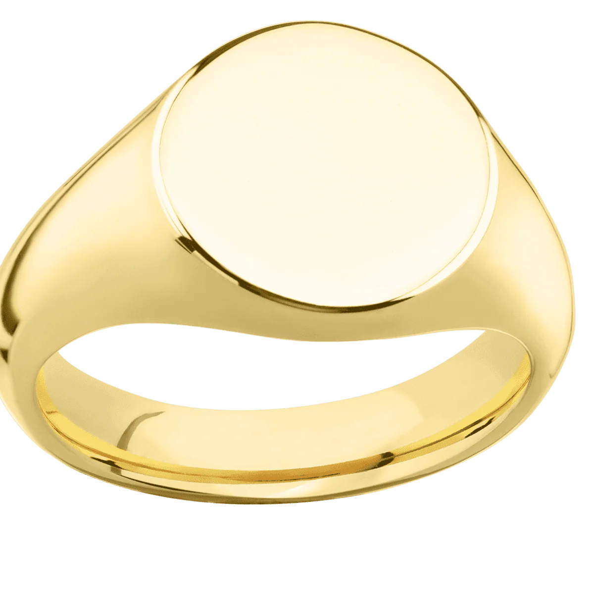 Medium Circle signet ring (14mm) in 14K Yellow Gold, with a Wide style band. - Image 3