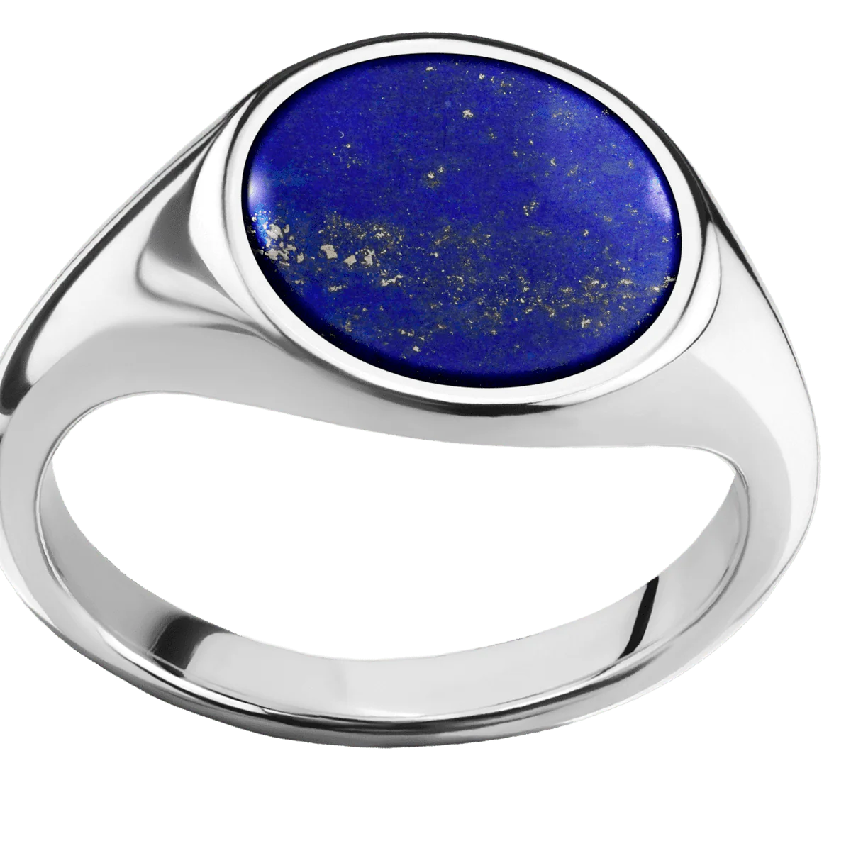 Medium Circle signet ring (14mm) in Cobalt Chrome, with a Thin style band, a Lapis inlay. - Image 3