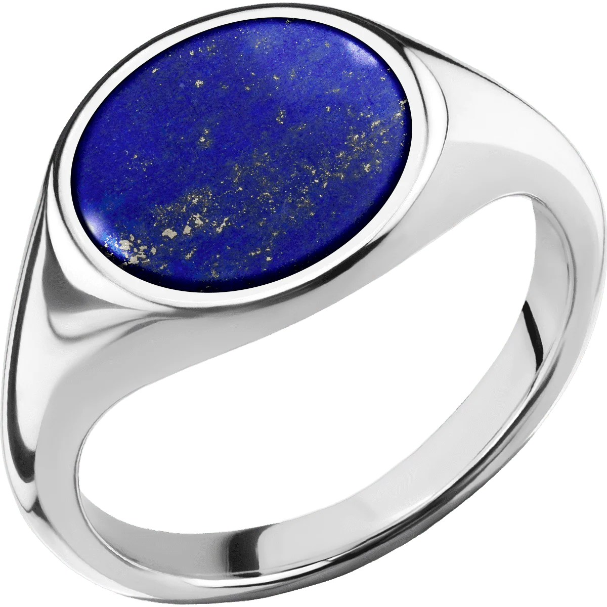 Medium Circle signet ring (14mm) in Cobalt Chrome, with a Thin style band, a Lapis inlay. - Image 2