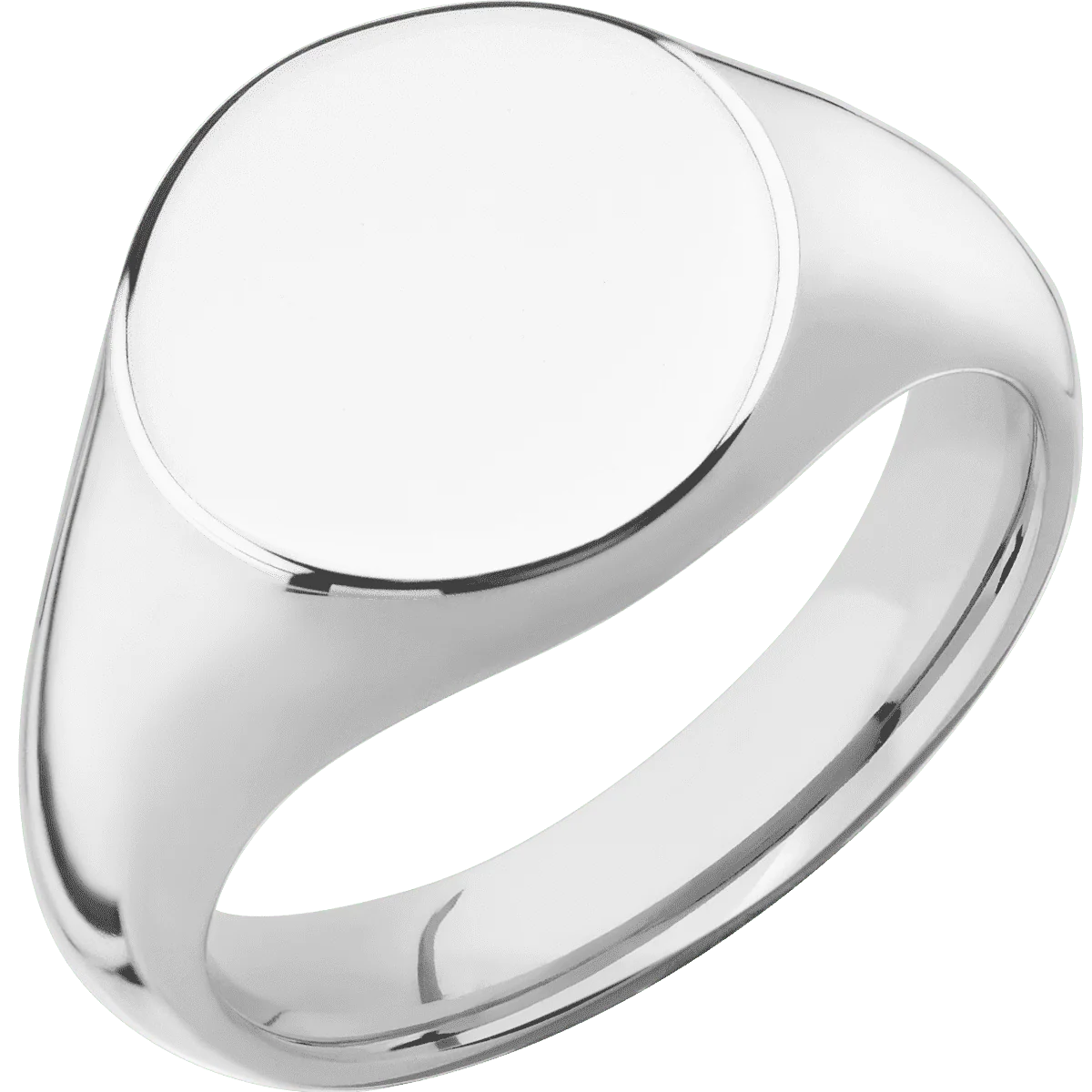 Medium Circle signet ring (14mm) in Palladium Silver, with a Wide style band. - Image 2