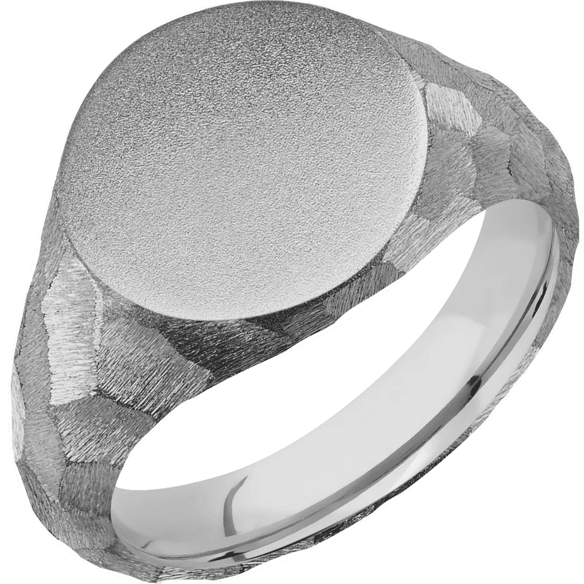 Medium Circle signet ring (14mm) in Titanium, with a Wide style band. - Image 2
