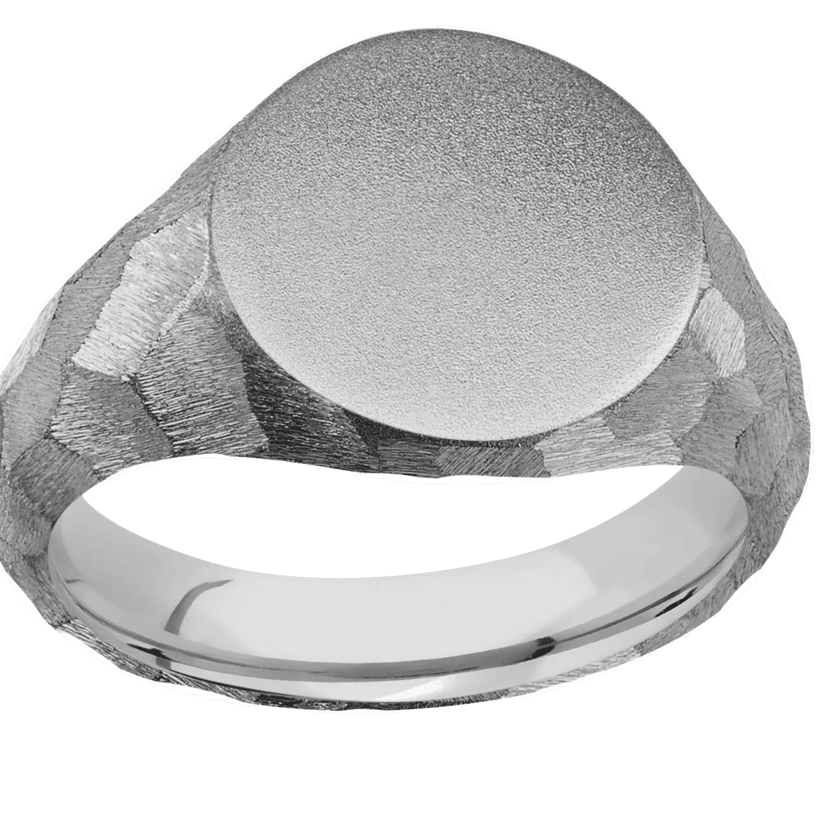Medium Circle signet ring (14mm) in Titanium, with a Wide style band. - Image 3