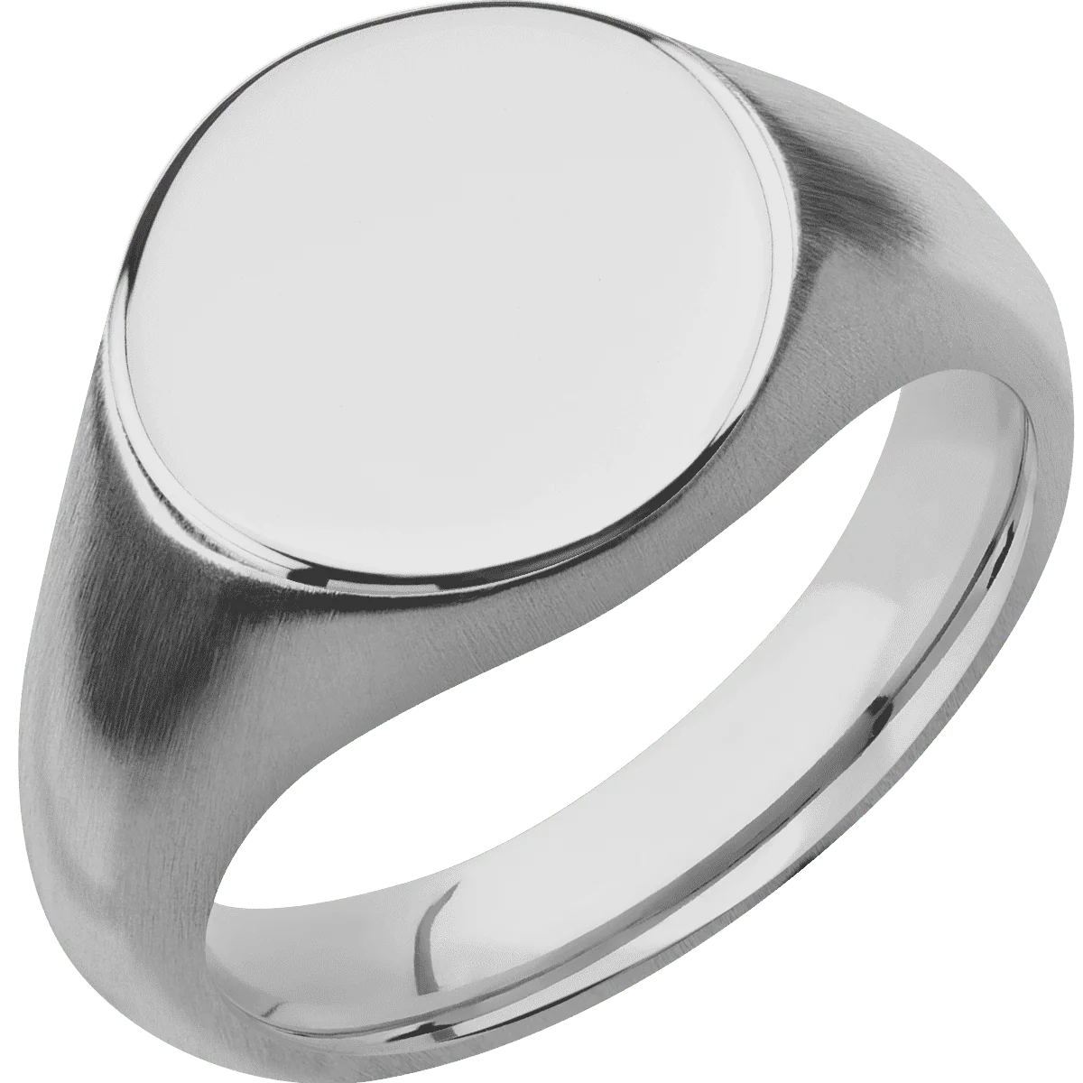 Medium Circle signet ring (14mm) in Titanium, with a Wide style band. - Image 2