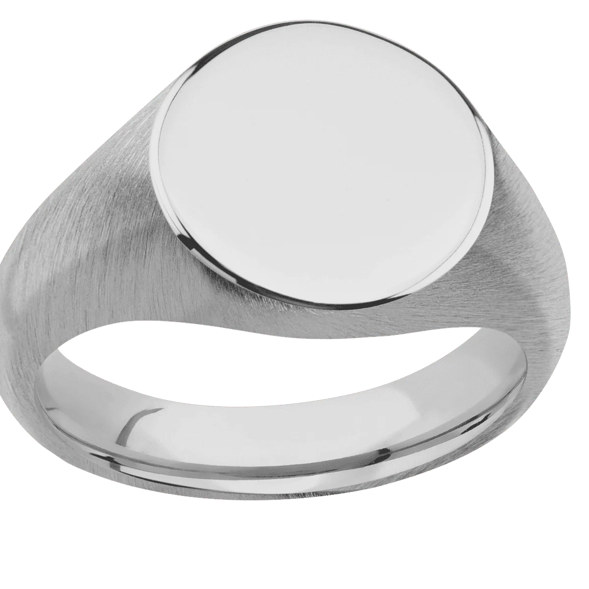 Medium Circle signet ring (14mm) in Titanium, with a Wide style band. - Image 3
