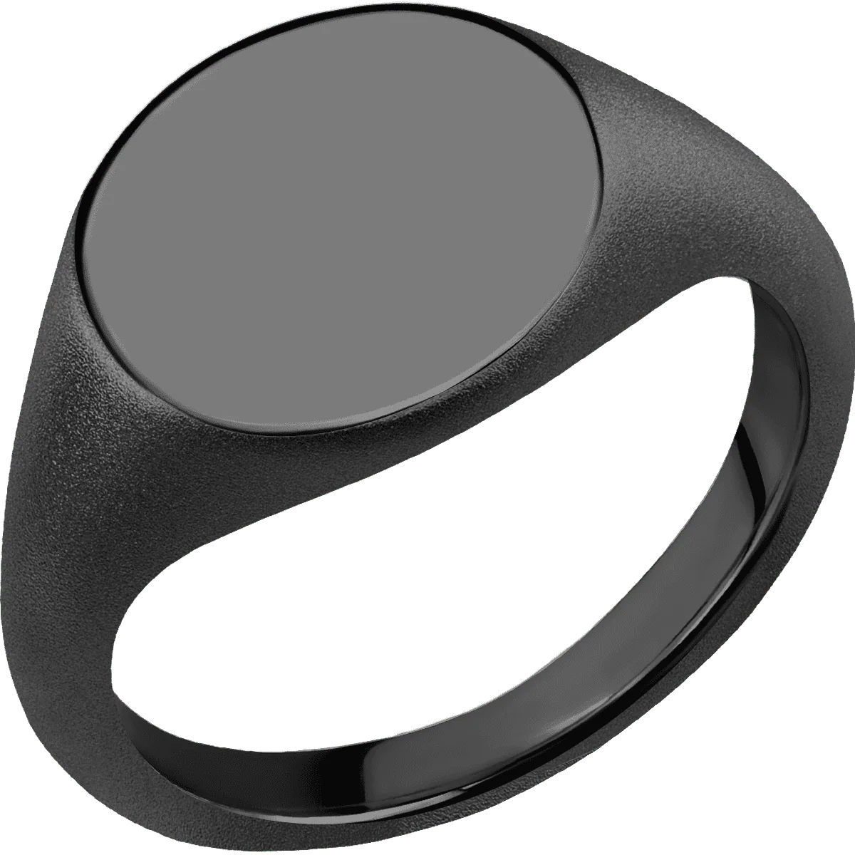 Medium Circle signet ring (14mm) in Zirconium, with a Thin style band. - Image 2