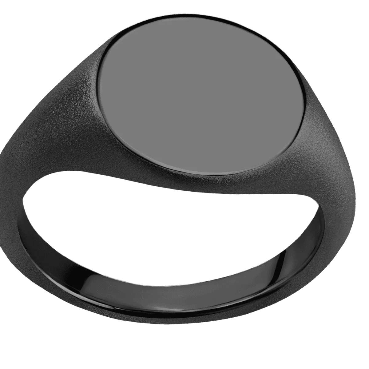 Medium Circle signet ring (14mm) in Zirconium, with a Thin style band. - Image 3
