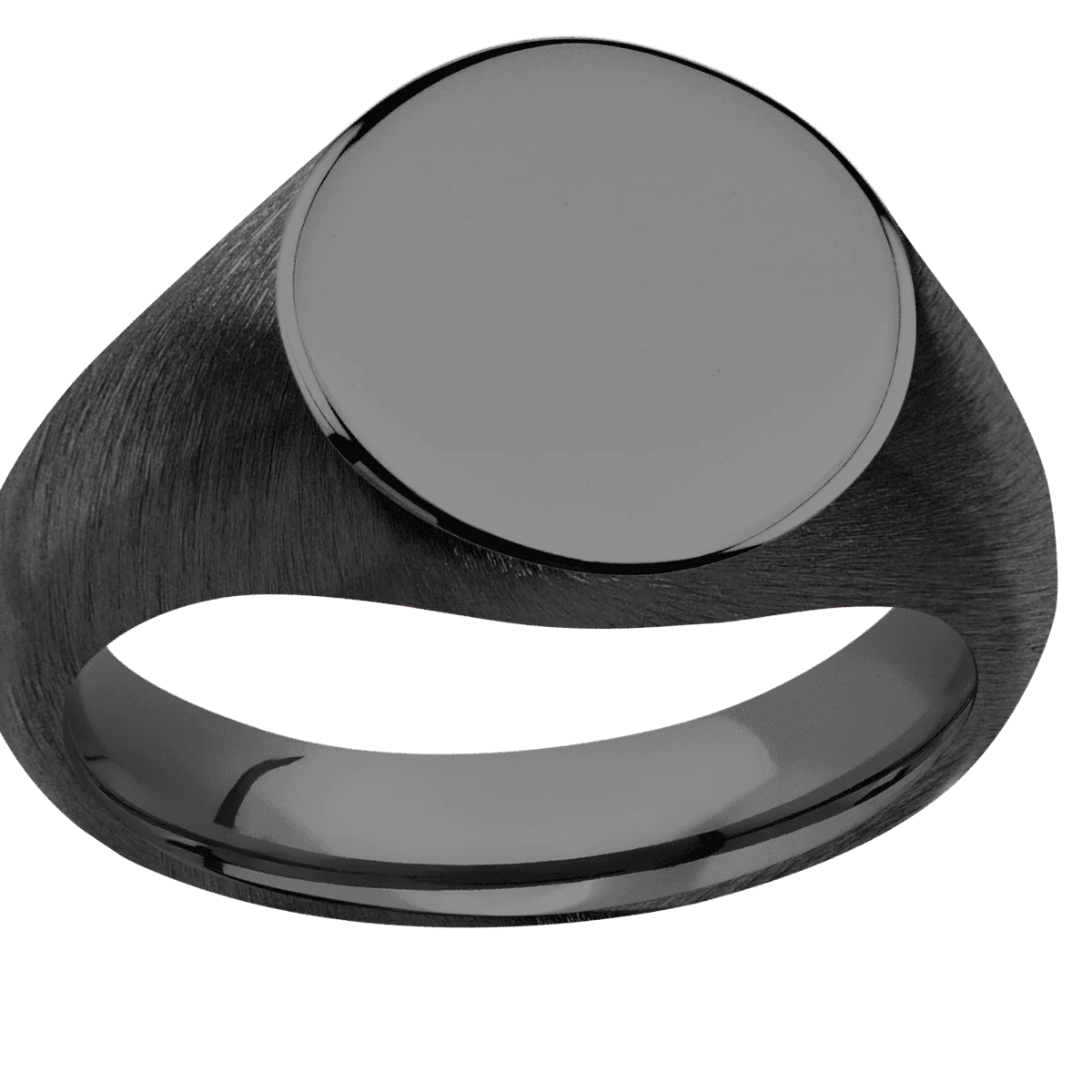 Medium Circle signet ring (14mm) in Zirconium, with a Wide style band. - Image 3