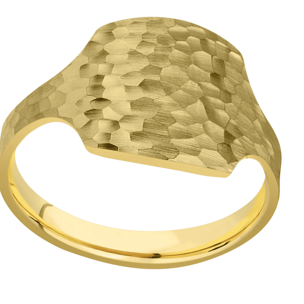 Medium Cushion signet ring (14x14mm) in 14K Yellow Gold, with a Cigar style band. - Image 3