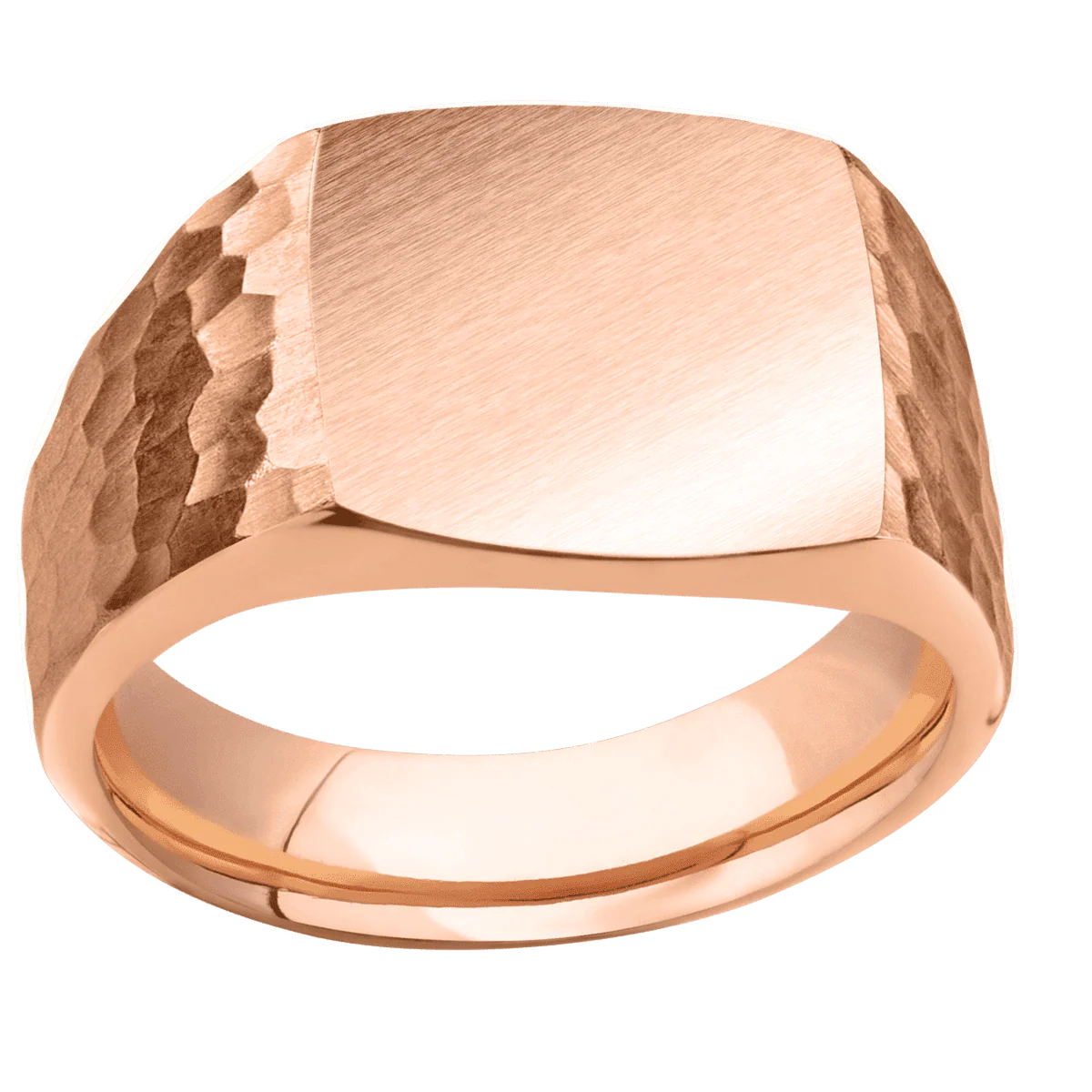 Medium Cushion signet ring (14x14mm) in 18K Rose Gold, with a Wide style band. - Image 3