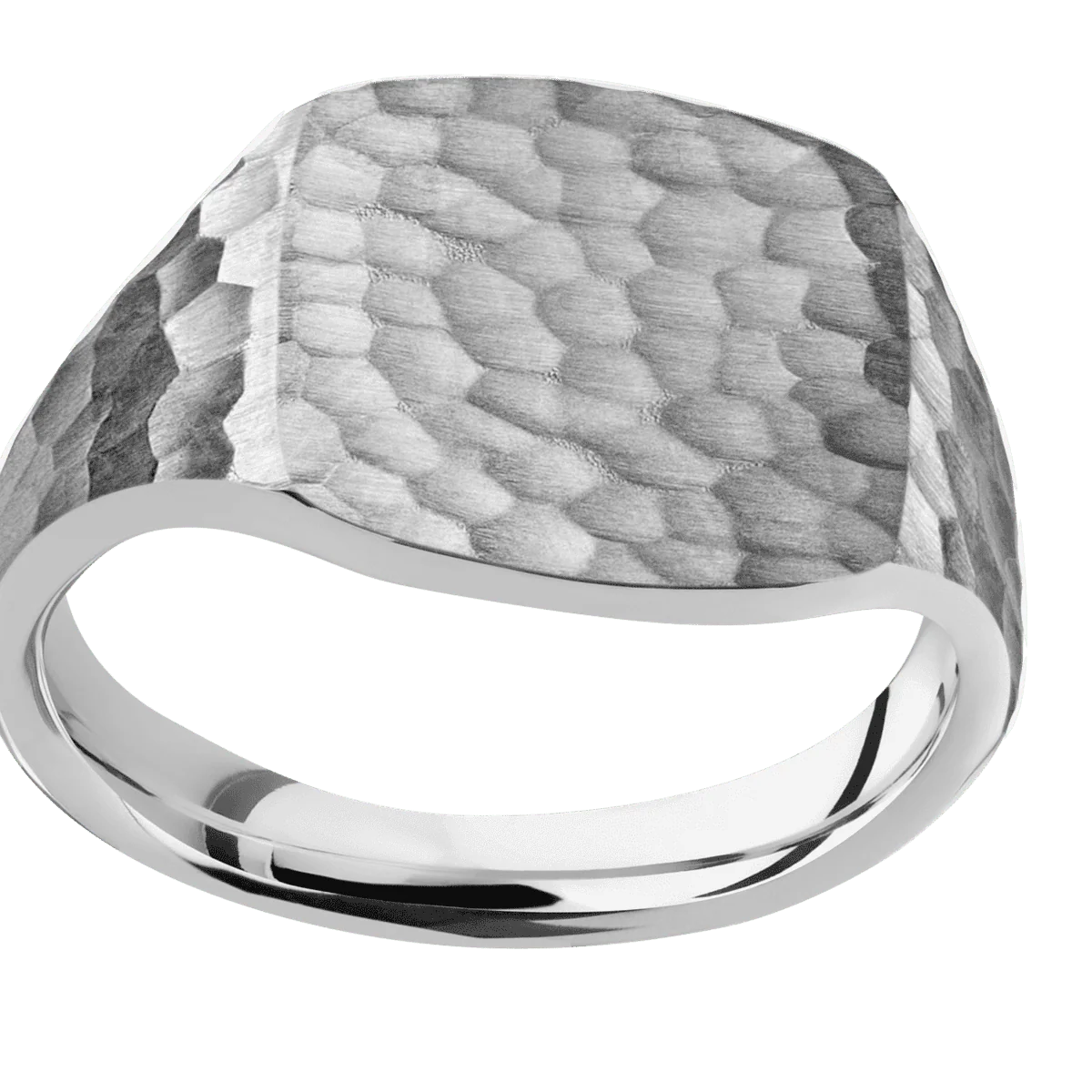 Medium Cushion signet ring (14x14mm) in Palladium Silver, with a Thin style band. - Image 3
