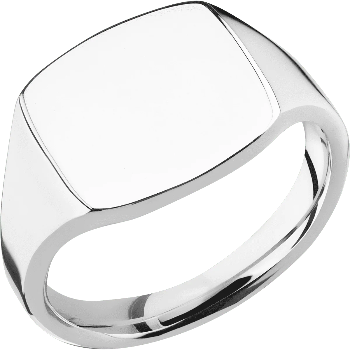 Medium Cushion signet ring (14x14mm) in Palladium Silver, with a Thin style band. - Image 2