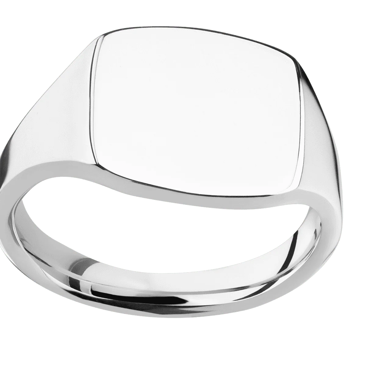Medium Cushion signet ring (14x14mm) in Palladium Silver, with a Thin style band. - Image 3