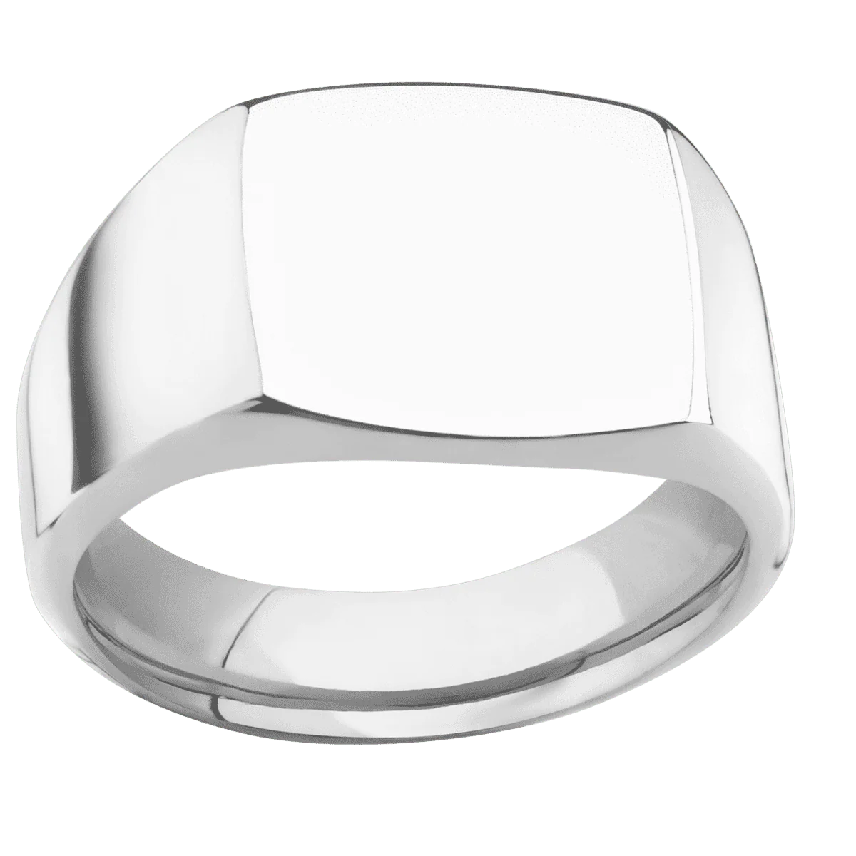 Medium Cushion signet ring (14x14mm) in Palladium Silver, with a Wide style band. - Image 3