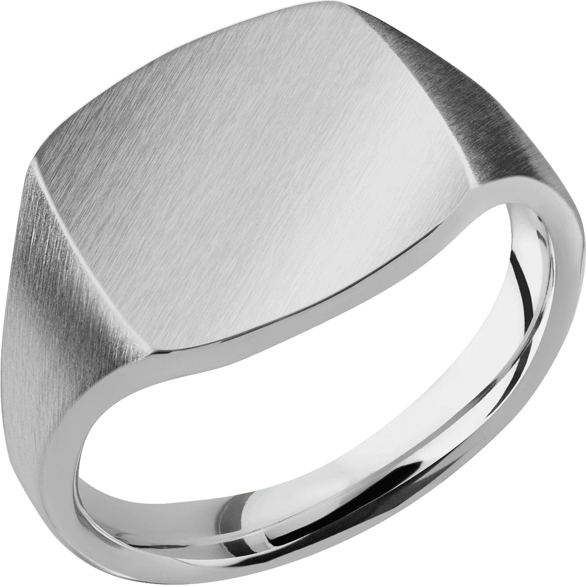Medium Cushion signet ring (14x14mm) in Titanium, with a Thin style band. - Image 2