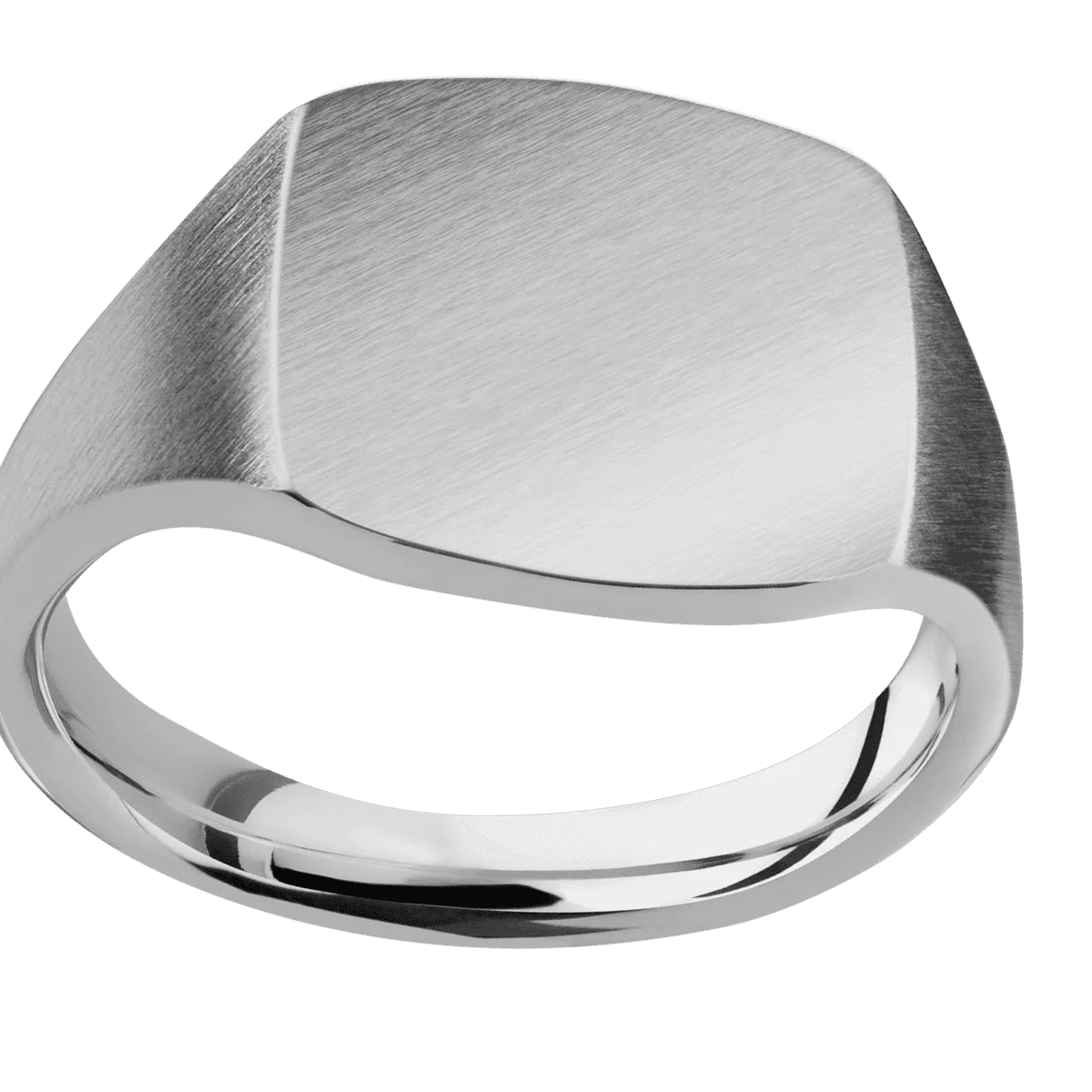 Medium Cushion signet ring (14x14mm) in Titanium, with a Thin style band. - Image 3